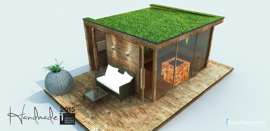 Sauna domček so zelenou strechou