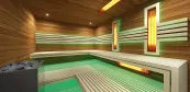 Kombinovaná sauna s lavicami minimalistického štýlu Kombinovaná sauna s lavicami minimalistického štýlu