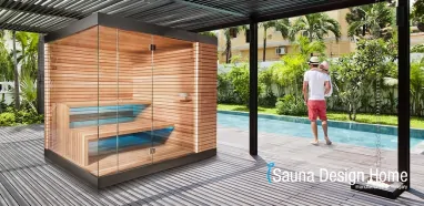 Moderný sauna domček v minimalistickom štýle