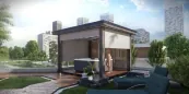 Pergola s vírivkou, v jaseňovo šedej farbe, s vodotesným BLUETOOTH zvukovým systémom