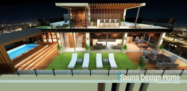 Stavba sauna wellness záhrady