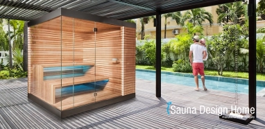 Moderný sauna domček v minimalistickom štýle