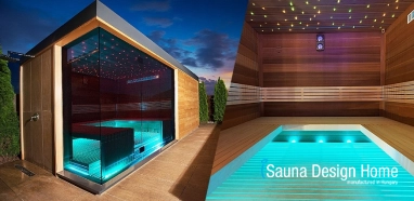 Exteriérová fínska sauna so svetelnou teraiou