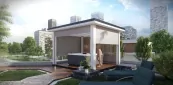 Vonkajšia pergola s tienením zipSCREEN v bielej farbe, s vírivkou Villeroy & Boch Vonkajšia pergola s tienením zipSCREEN v bielej farbe, s vírivkou Villeroy & Boch