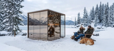 Zrkadlová sklenená sauna