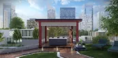 Pergola s náladovým LED osvetlením v červenej farbe