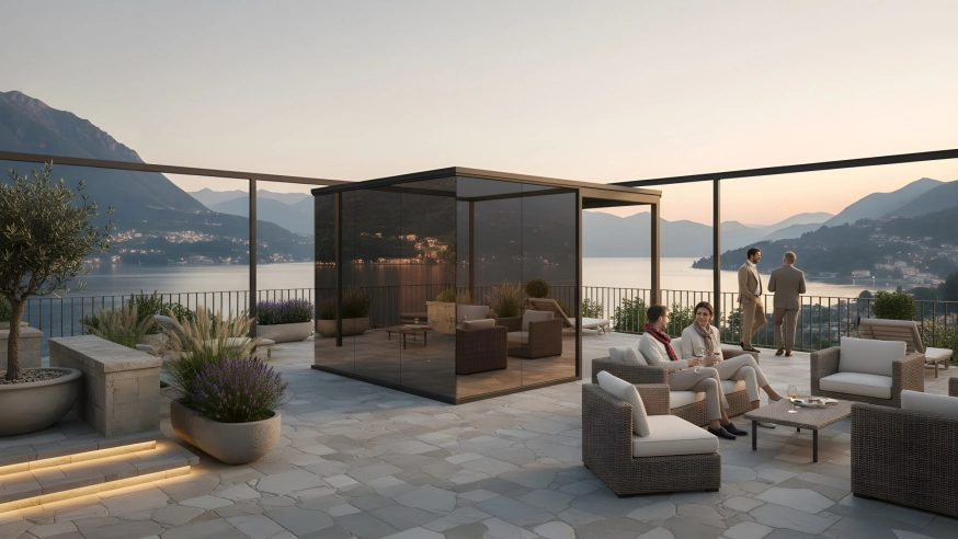 dizajnová zrkadlová sauna