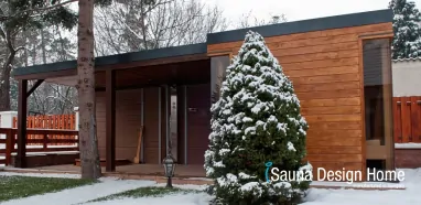 Sauna domček pre exteriér s prístreškom Sauna domček pre exteriér s prístreškom