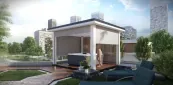 Vonkajšia pergola s tienením zipSCREEN v bielej farbe, s vírivkou Villeroy &amp; Boch