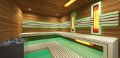 Kombinovaná sauna s lavicami minimalistického štýlu